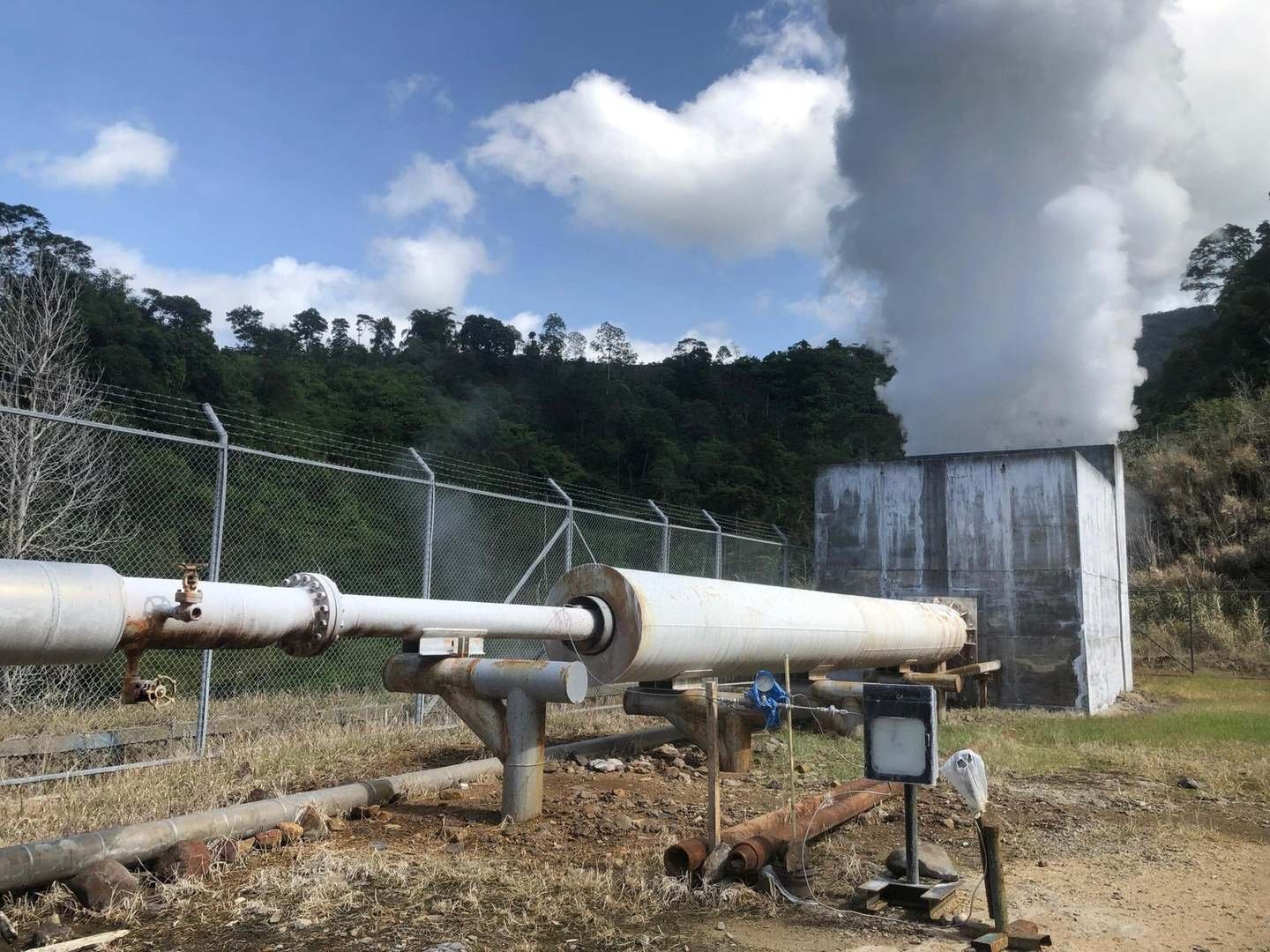 Geothermal well steam discharge at a Raga Energy Solutions field site